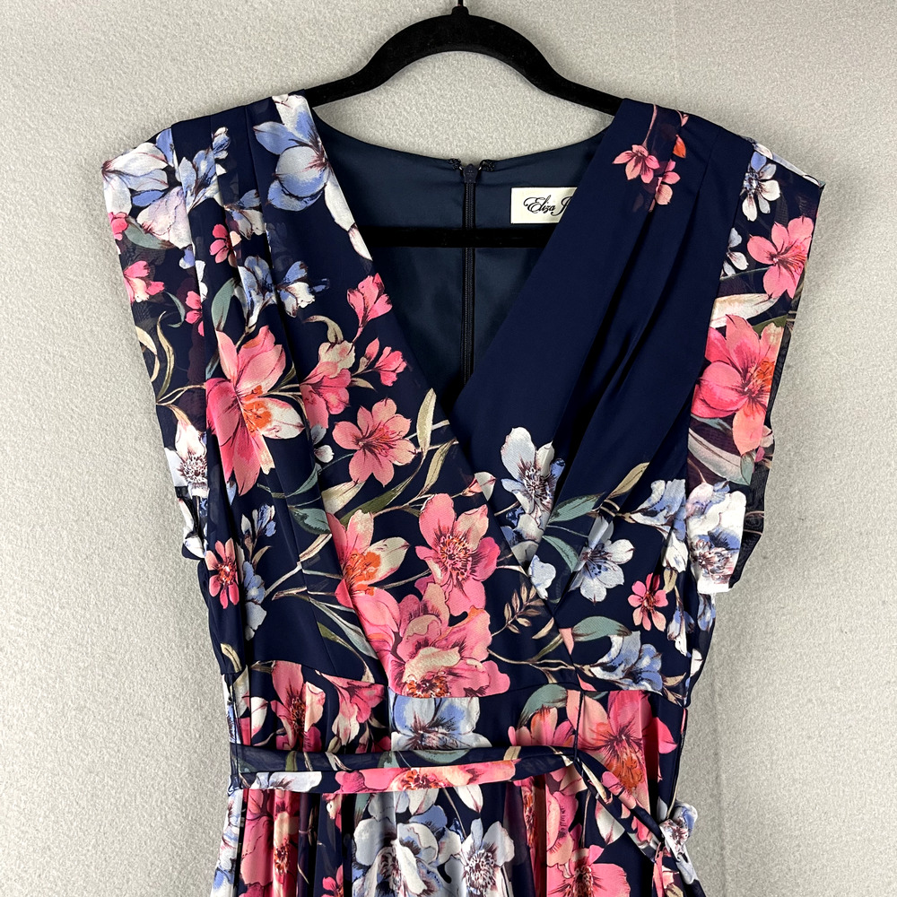 Eliza J Obi Dress Womens 4 Pink Blue Floral High Low Flowy Feminine Romantic - Picture 3 of 16